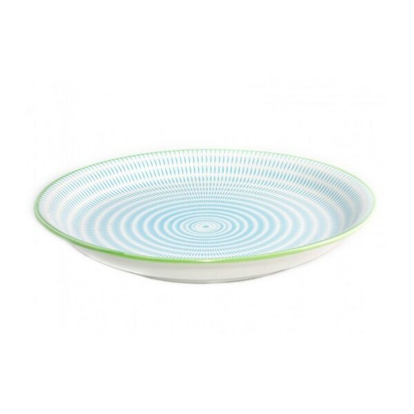 Assiette porcelaine 23.5 cm - Motif : traits bleus clairs