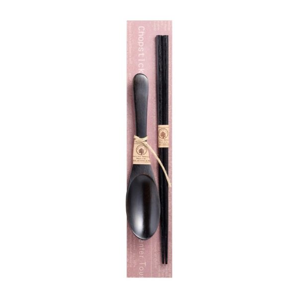 Set baguettes japonaises et cuillère en bois noir