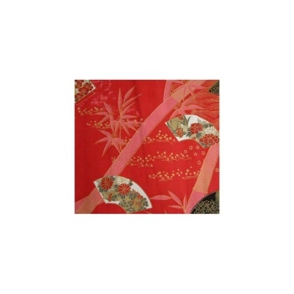 Kimono japonais motifs éventails couleur rouge