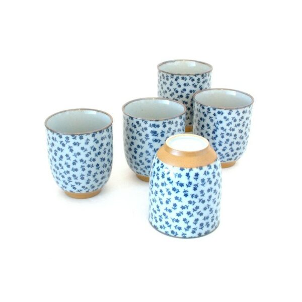 Set de 5 tasses à thé japonaises fleurs