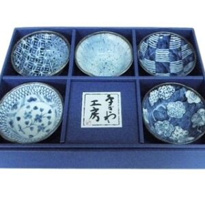 Set de 5 coupelles bleus en céramique japonaise