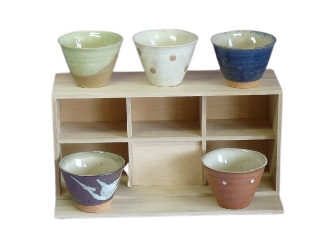 Set 5 tasses à thé évasées en céramique japonaise