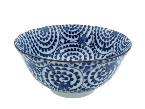 Bol japonais bleu en céramique motifs spirales