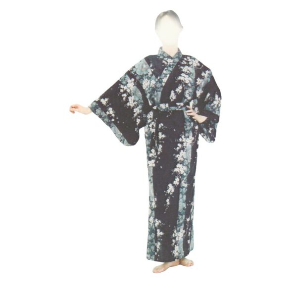 Kimono japonais fleurs de cerisier noir