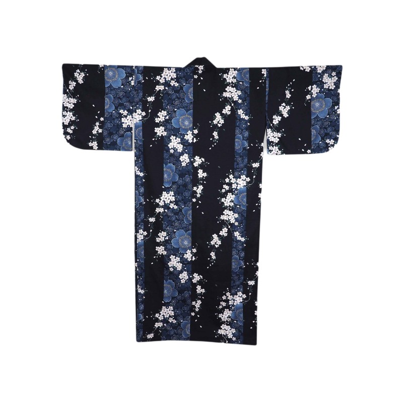 Kimono japonais fleurs de cerisier bleu