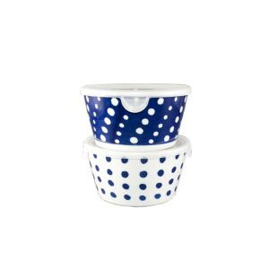 Set de 2 bols japonais bleus et blancs avec couvercles