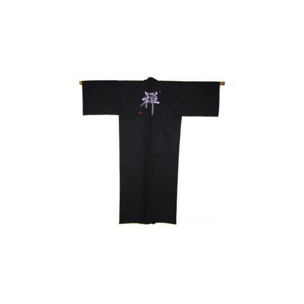 Kimono japonais brodé motif kanji noir suspendu