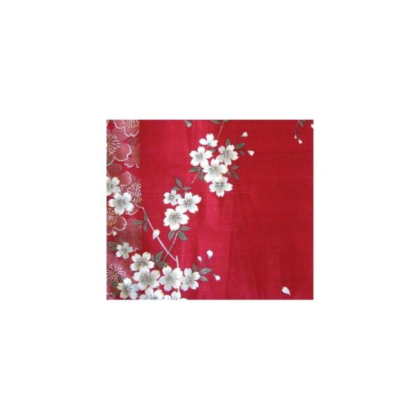 Kimono japonais fleurs de cerisier rouge détail des motifs