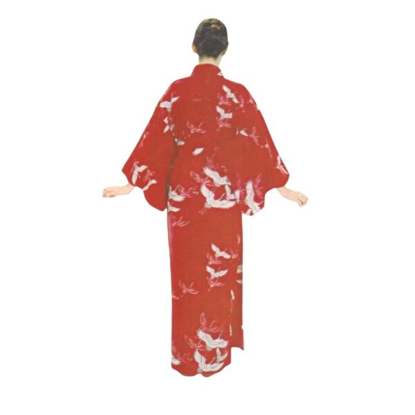 Yukata japonais Oiseaux (Longueur pieds) rouge