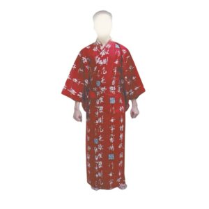 Yukata japonais motifs Kanji rouge