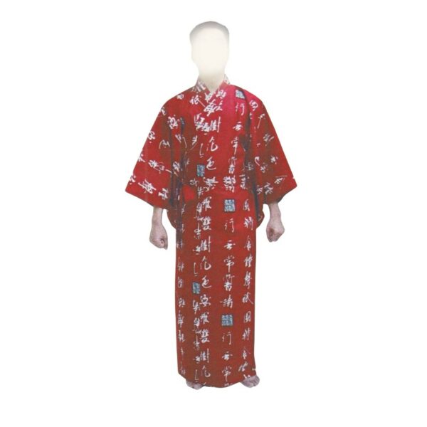 Yukata japonais pour homme couleur rouge motifs Kanji