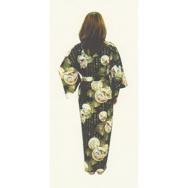 Yukata japonais motifs traditionnels noir