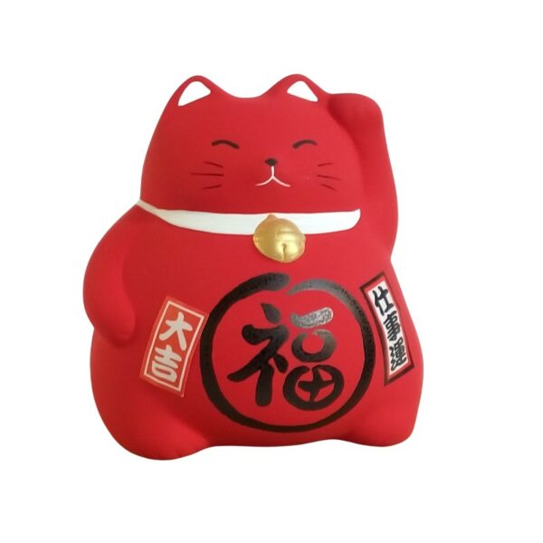 Chat Maneki neko rouge qui lève la pate