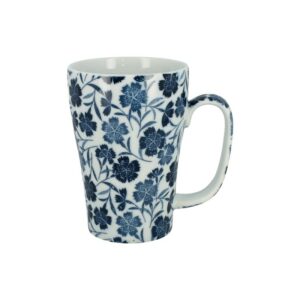 Grand mug bleu motifs fleurs