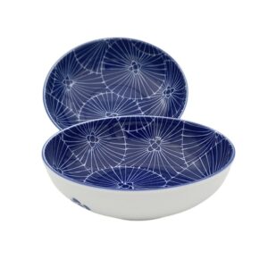 Set de 2 bols japonais bleus ombrelles