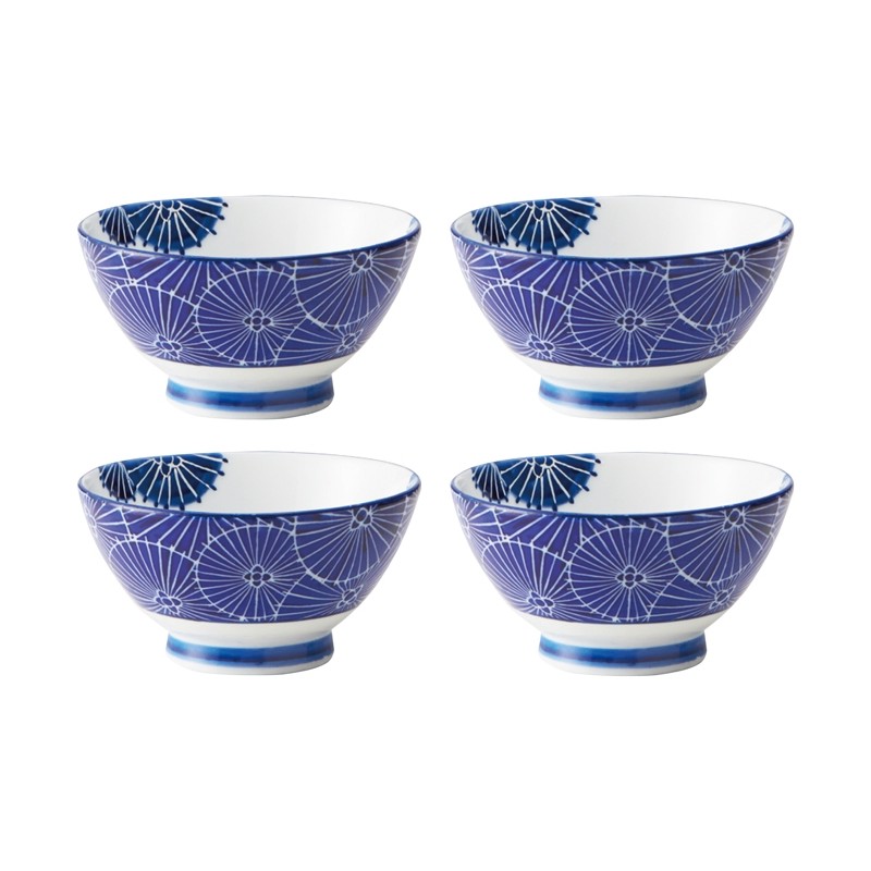 Set de 4 bols à riz japonais ombrelles