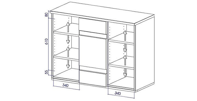 Dimensions et plan de la commode shizen naturelle 3 tiroirs