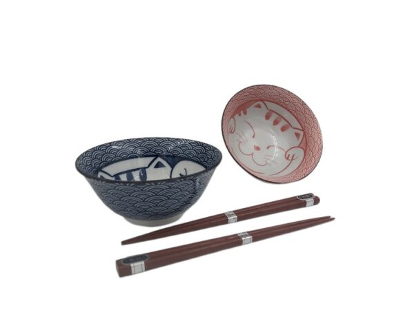 Set de 2 bols Neko et baguettes