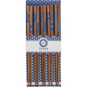 Set de 5 paires de baguettes japonaises bleus