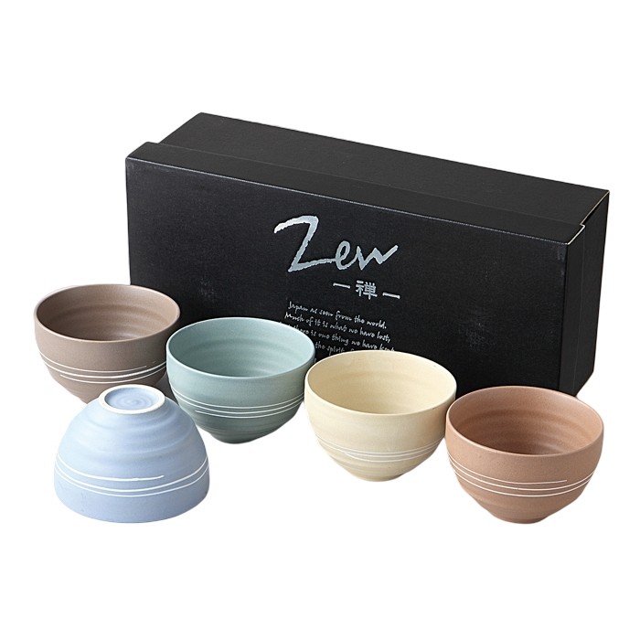 Set de 5 bols japonais colorés Zen