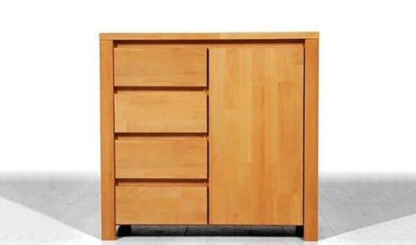 Meuble de rangement pour chambre Tsuri 1 porte et 4 tiroirs couleur naturel