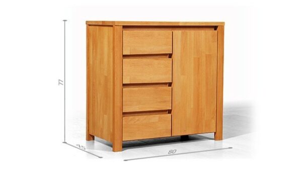 Dimensions Commode Tsuri 1 porte et 4 tiroirs couleur naturel