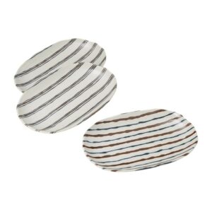 Set de 3 plats ovales motifs lignes